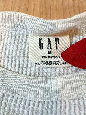 vintage 1980's GAP waffle THERMAL long john GRAY long sleeve COTTON clean MEDIUM